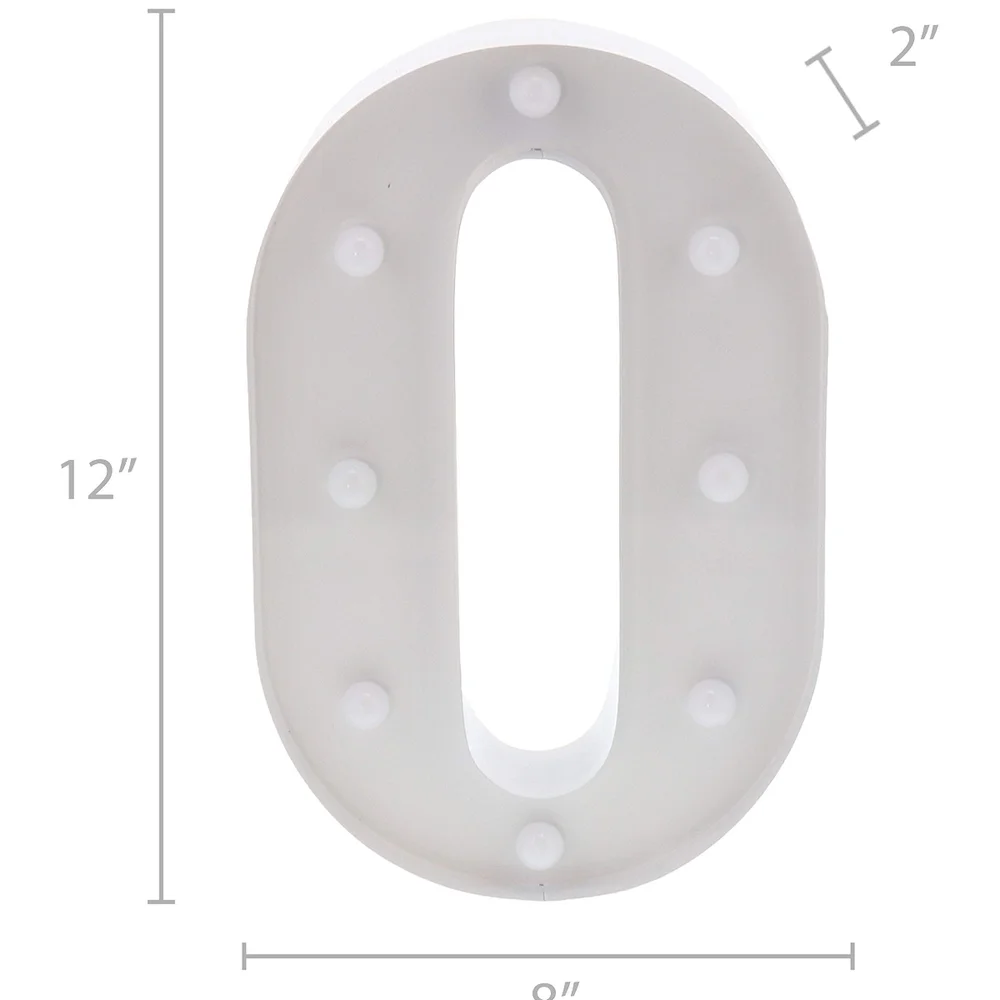 Metal White 0 Number AA Battery Light Up Wall (41)